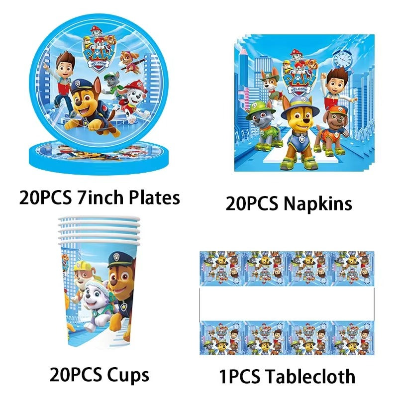 Paw Patrol Birthday Party Set – Decorations, Tableware & Balloons for Boys