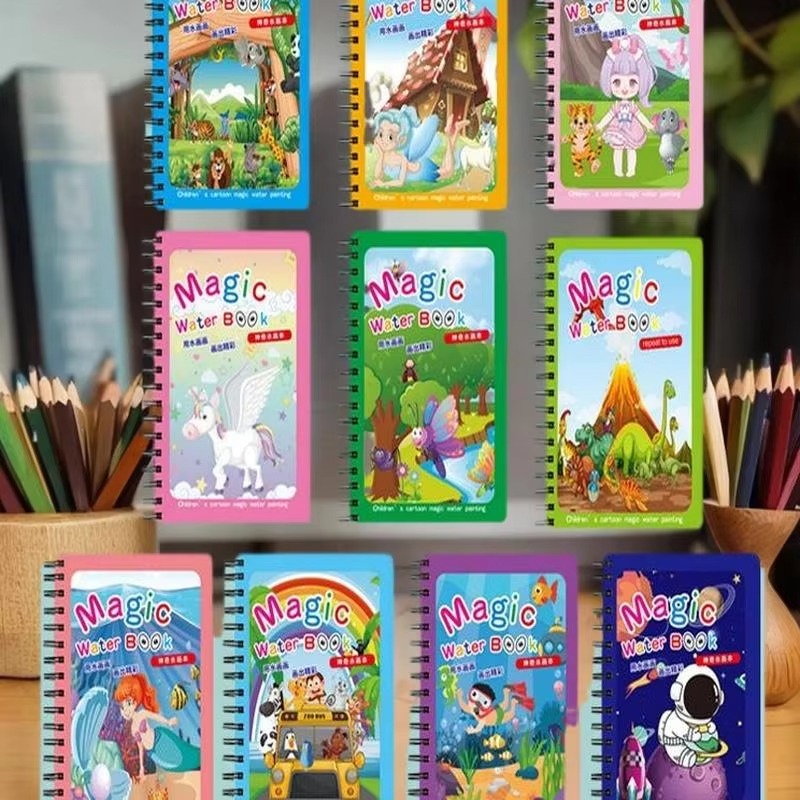 1 Reusable Water Coloring Book & Pen – Sensory Educational Drawing Toy