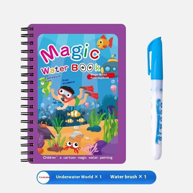 1 Reusable Water Coloring Book & Pen – Sensory Educational Drawing Toy