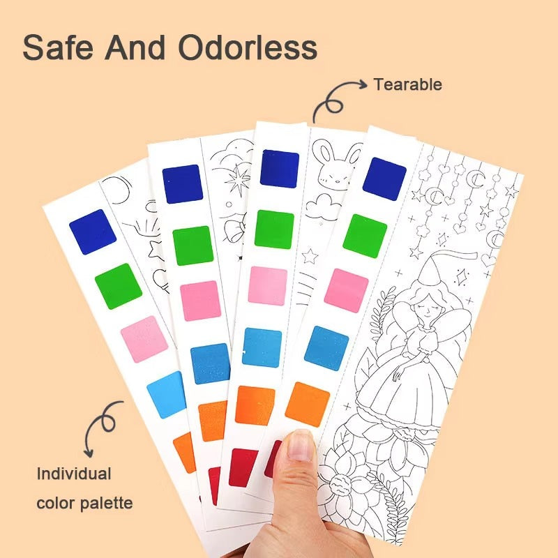 "Kids Portable Watercolor Painting Book with Brush – Coloring & Drawing Toy"