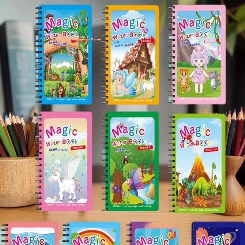 1 Reusable Water Coloring Book & Pen – Sensory Educational Drawing Toy