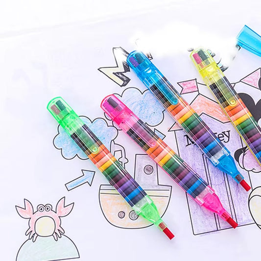 2pcs Kids' Multicolor Washable Crayons – 20 Colors, Safe & Non-Toxic