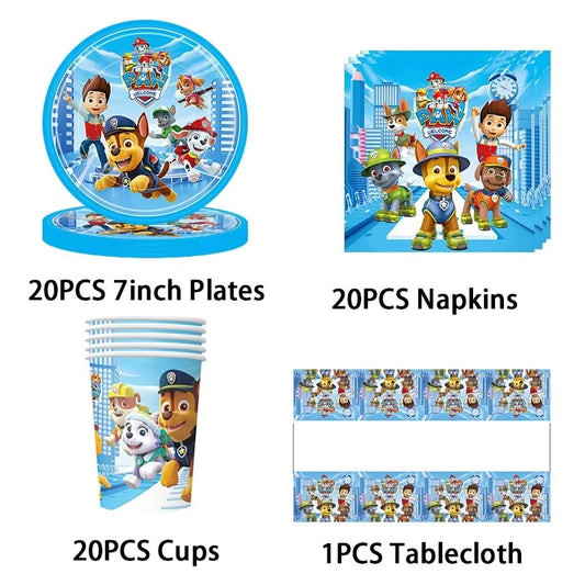 Paw Patrol Birthday Party Set – Decorations, Tableware & Balloons for Boys